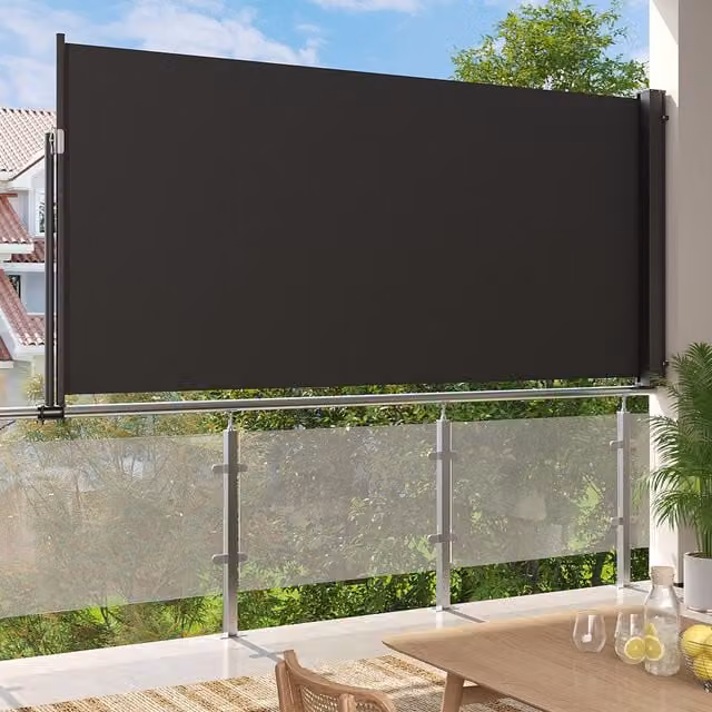 Livingandhome Outdoor Retractable Side Awning Sunshade Blind in Anthracite Grey, Width: 140 cm