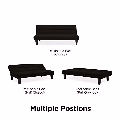 DHP Furniture Kebo Modern Black Velvet Click Clack Sofabed with Armrests – 3