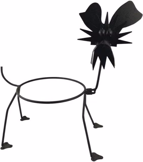 Garden Pride Minimalist Round Metal Dog Pot Holder in Black