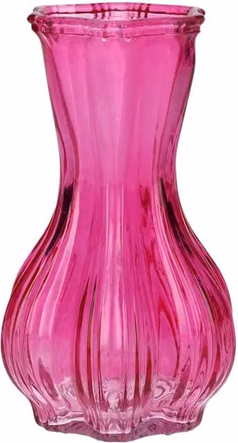 Kingsbury Gifts Miley Glass Decorative Tabletop Vase, Pink, Height: 14.8 cm