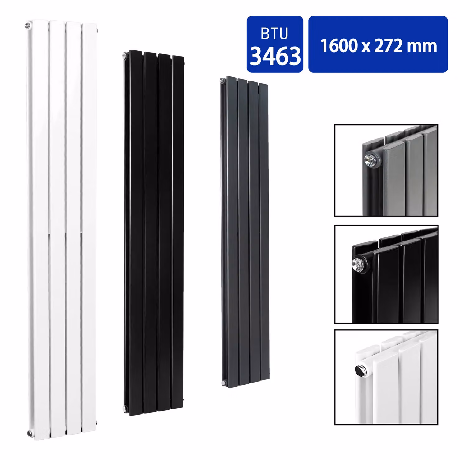 MCC Direct Designer Flat Panel Double Radiator in Anthracite Grey – 3