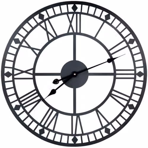 mysmartbuy Black Metal Roman Numeral Indoor or Outdoor Wall Clock, Diameter: 60 cm – 2