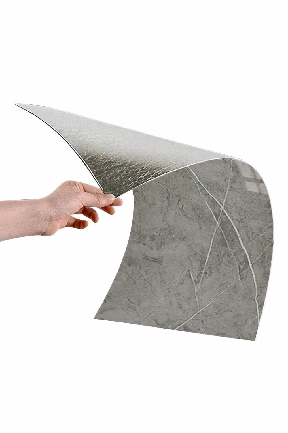 H&O Direct 10-Piece Grey Marbling PVC Peel and Stick Waterproof Rectangle Wall Tiles – 2