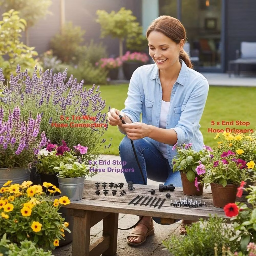 NESTLUNE Black Garden Drip Irrigation Watering System, 1.25 kg – 4