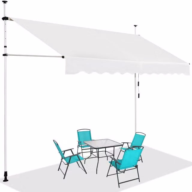 Costway Retractable Canopy Awning Sun Shade in Beige, W: 200 cm, D: 120 cm