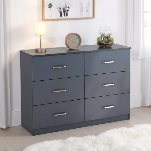 Seconique Dakota 6 Drawer Chest in Dark Grey, H 110 x W 60 x D 36 cm – 2