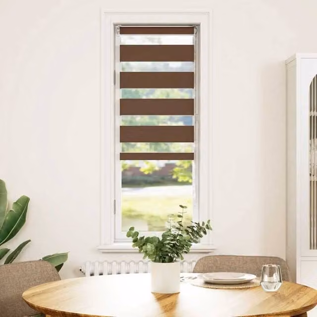 Berkfield Home Brown Zebra Blind with Polyester Fabric, W: 40 cm, H: 150 cm