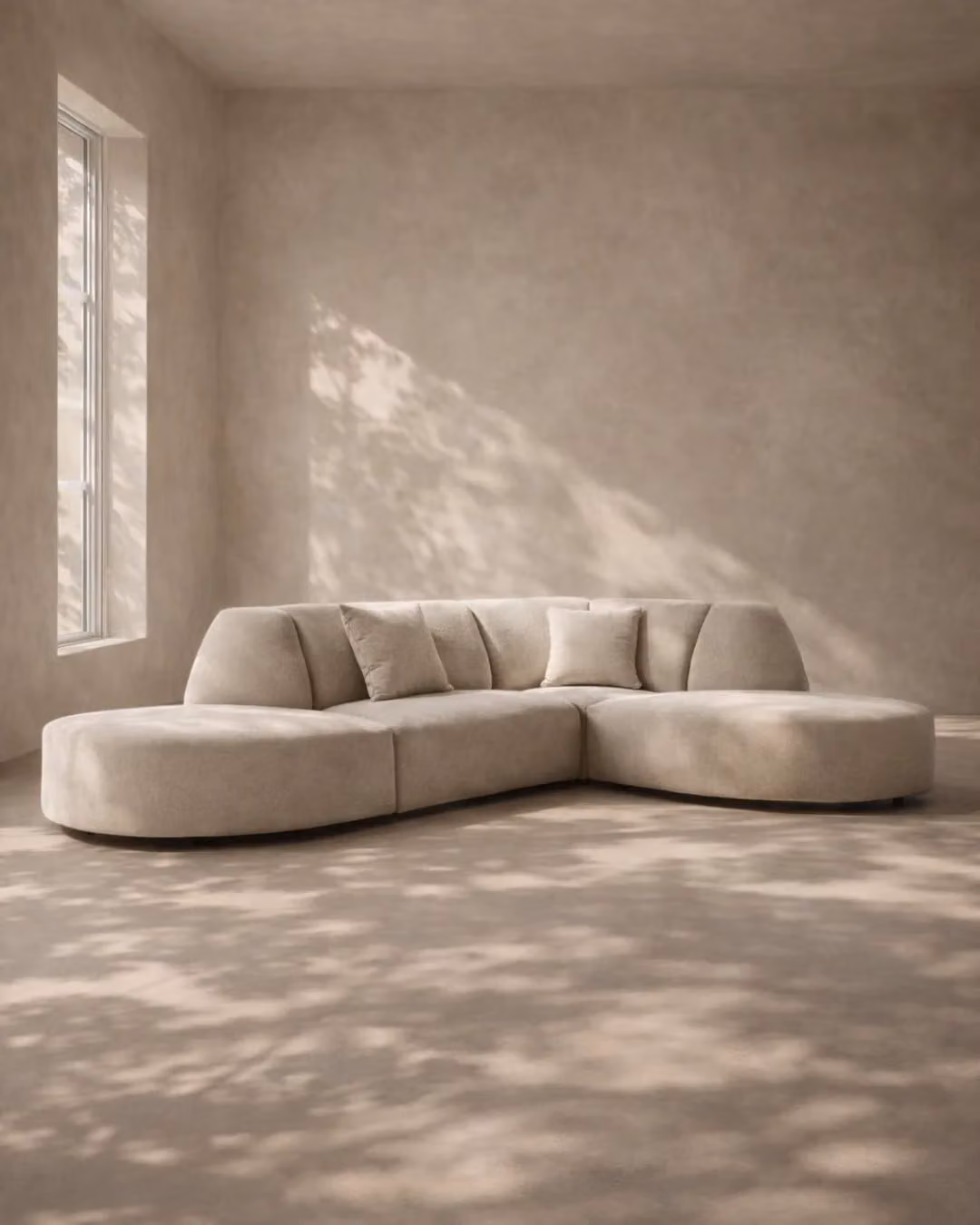 Tommy Franks Marseille 4-Seater L-Shape Upholstered Fabric Sofa in Beige