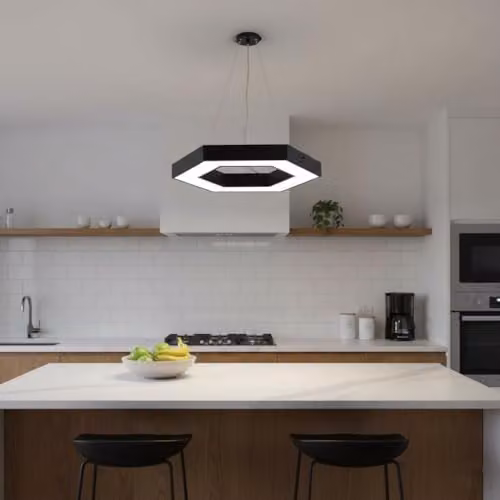 ENER-J Modern Hexagon LED Pendant Light, Black, 25W, 6500K Daylight, W/D/H: 60 x 60 x 10 cm – 3