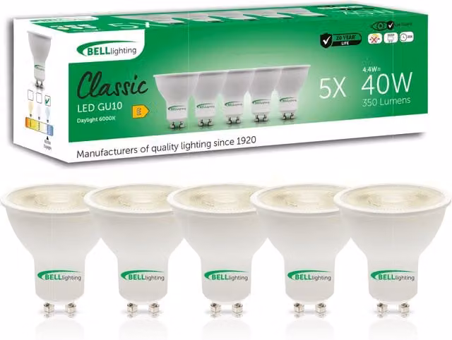 British Light Works GU10 Dimmable LED Spotlight Bulbs, 4.4W, 350lm, 6000K Daylight White