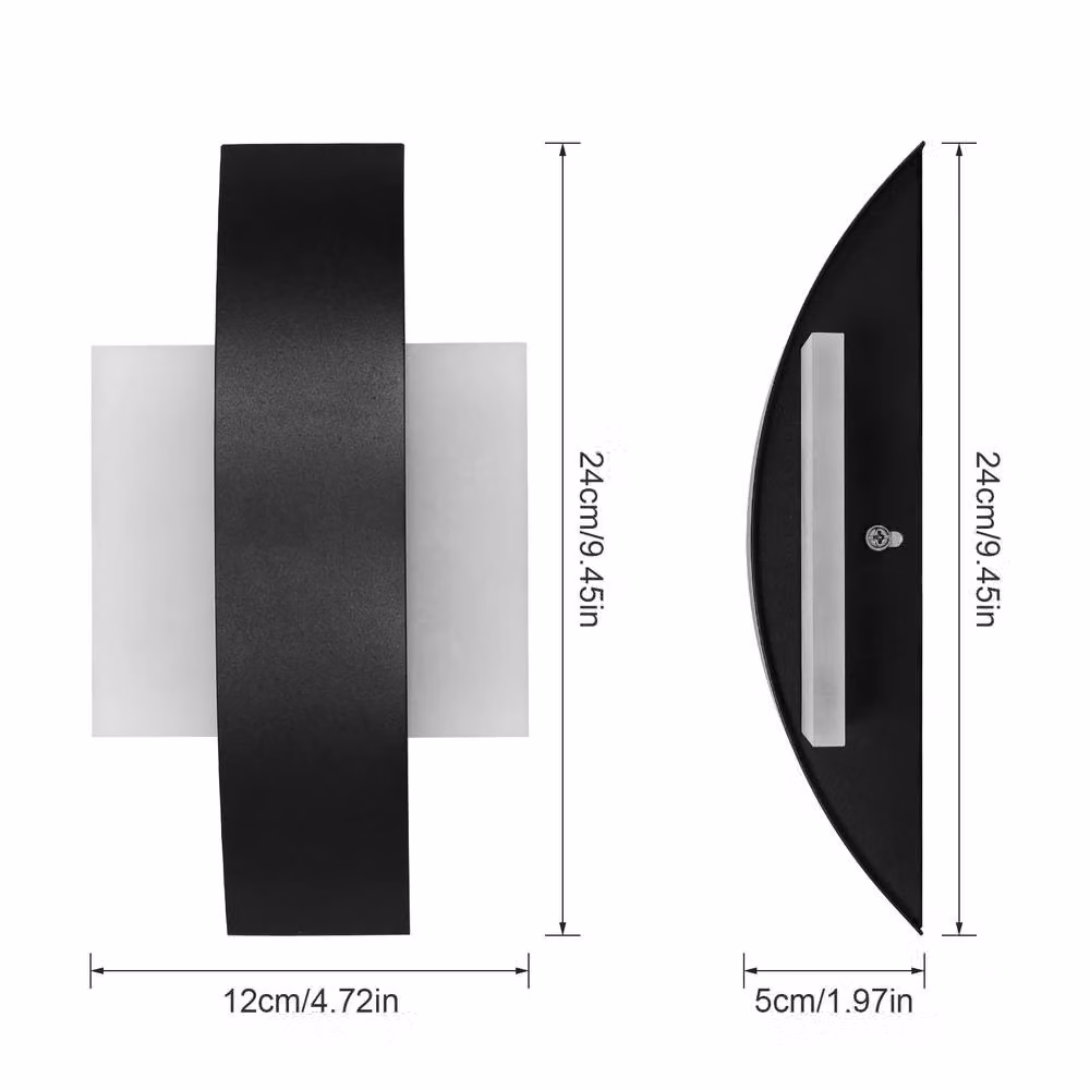 Pheashine Black Modern LED Wall Light, 12W, 4500K, Up and Down Lighting, 32 cm – 4