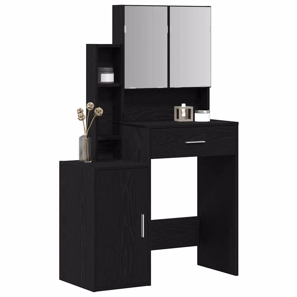 Berkfield Home Modern Hollywood LED Dressing Table with Mirror in Black Oak – 3