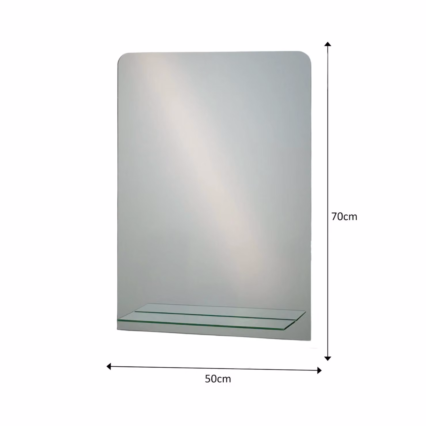 Showerdrape Rochester Modern Rectangular Frameless Wall Mounted Bathroom Mirror in Silver, W: 70 cm, H: 50 cm – 3