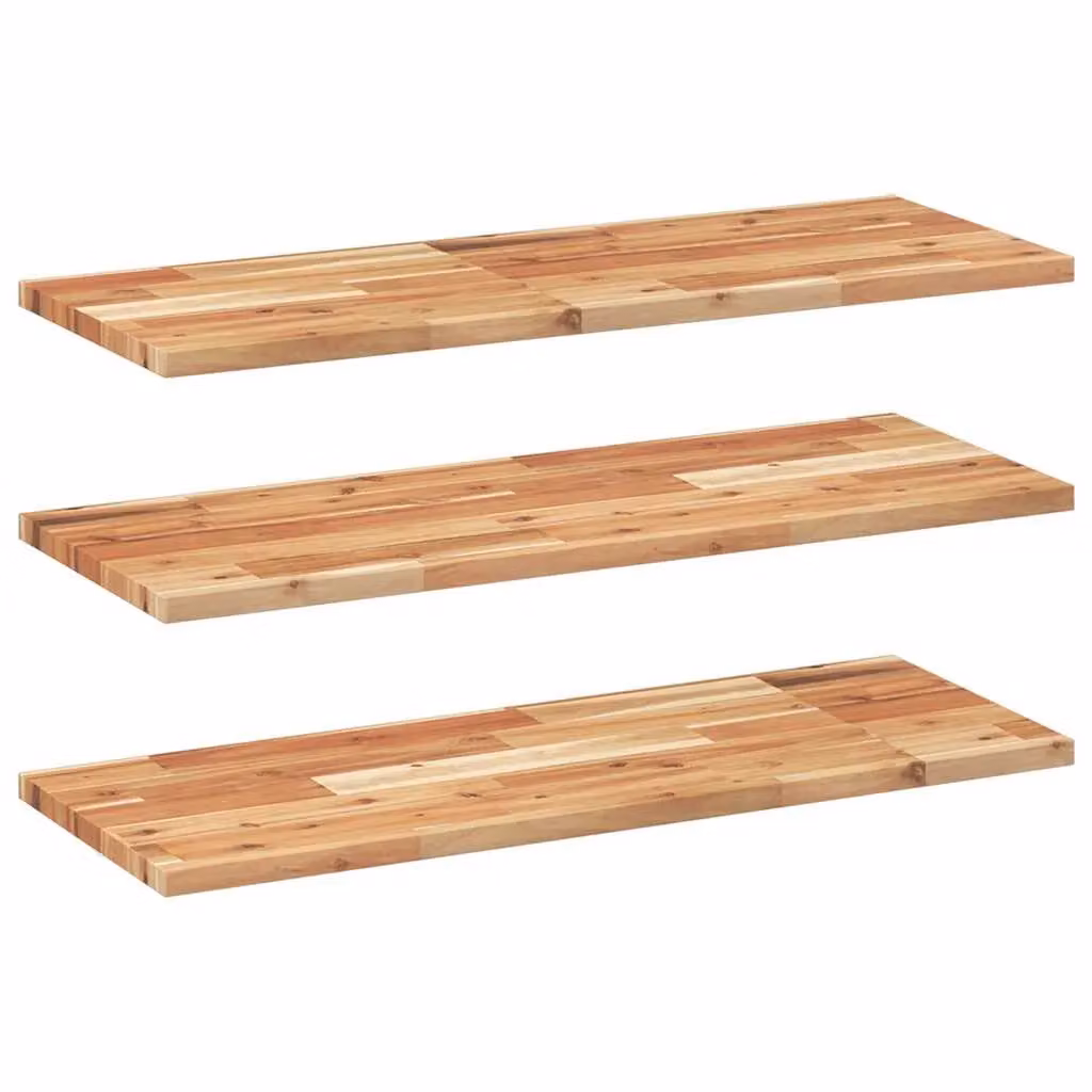 Berkfield Home Set of 3 Floating Shelves in Brown Oil Finished Solid Acacia Wood, W/D/H: 80 x 30 x 2 cm