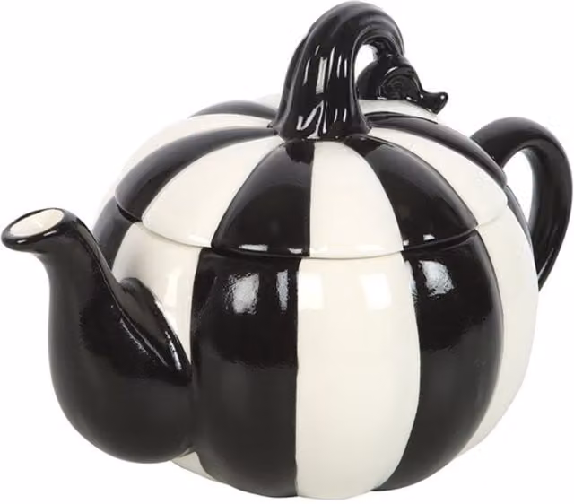 KDMK Black and White Striped Pumpkin Teapot
