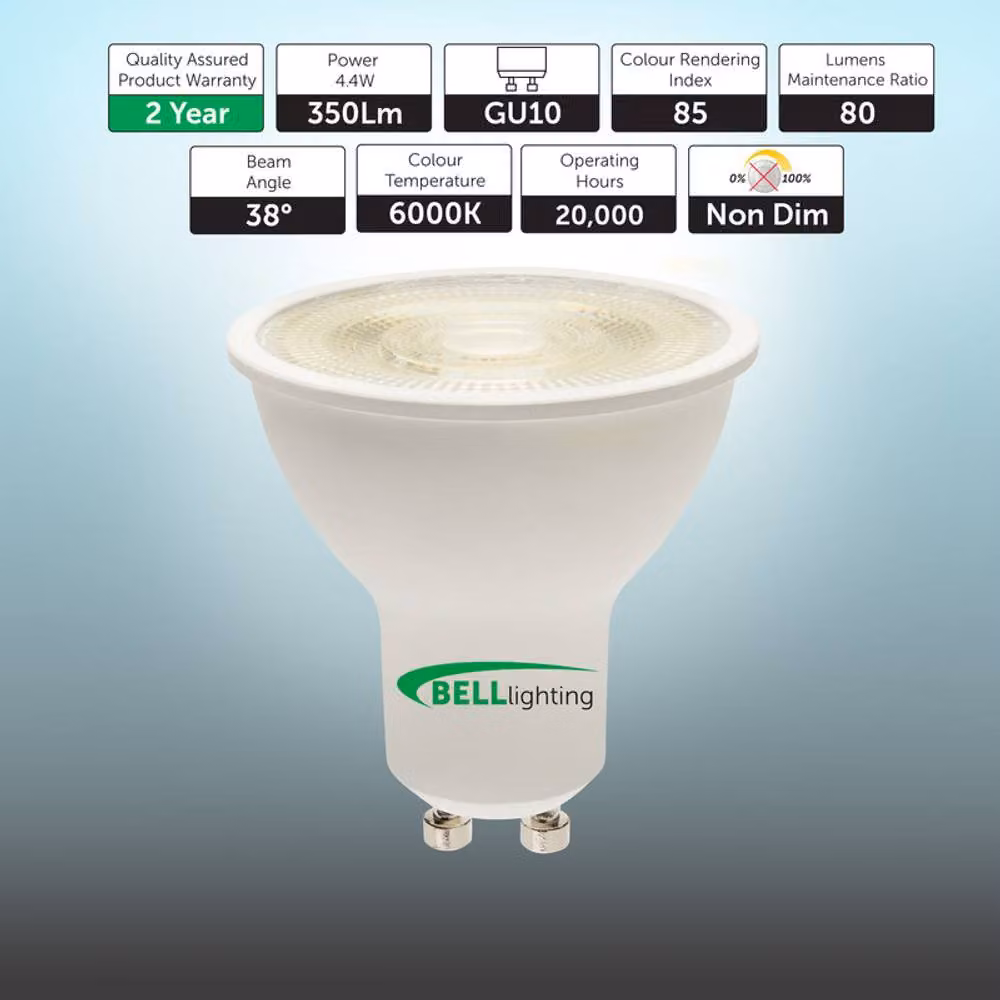 BELL Lighting GU10 Non Dimmable LED Bulbs, Daylight White, 4.4W, 350lm, Pack of 5 – 2