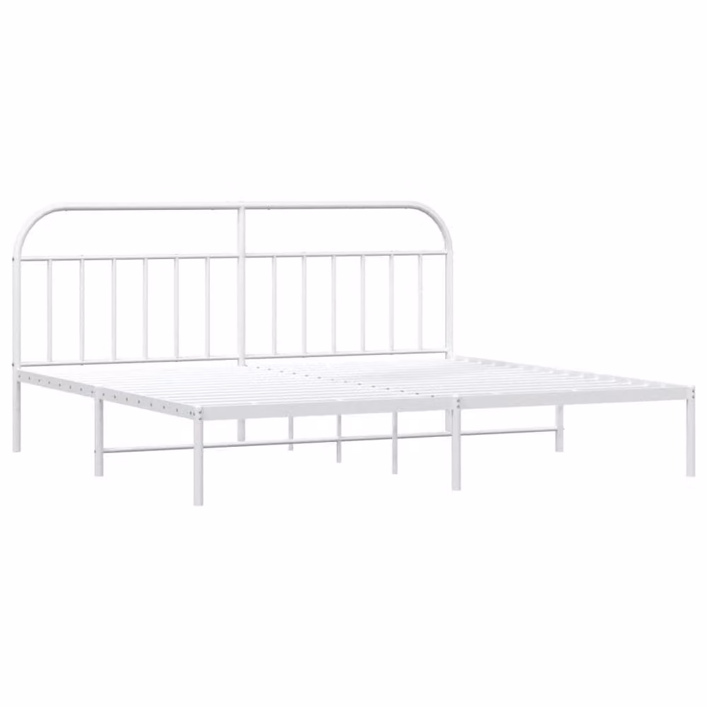 Berkfield Home Metal Bed Frame with Headboard in White, 200 x 200 cm – 2