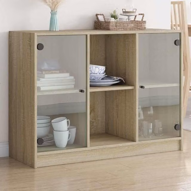 Berkfield Home Sonoma Oak Sideboard in Brown, W/D/H: 102 x 37 x 75.5 cm – 1