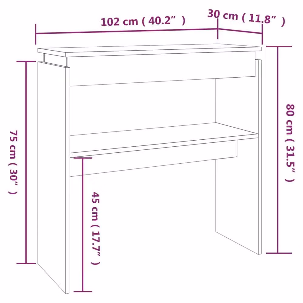 Berkfield Home Smoked Oak Console Table in Brown, W/D/H: 102 x 30 x 80 cm – 5