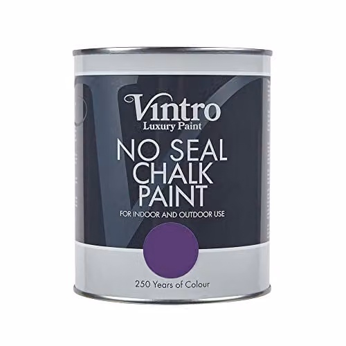 Vintro No Seal Chalk Paint in Royal Purple, 1 Litre, Matt Water-Based Finish for Wood and Metal – 1