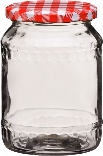 Orsina Clear Glass Airtight Storage Jar with Red Gingham Lid, 630ml – 1