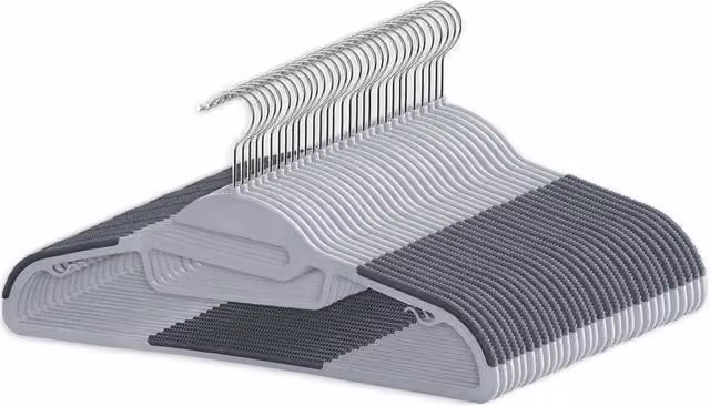 NESTLUNE 30-Piece Grey Non-Slip Plastic Space-Saving Clothes Hangers