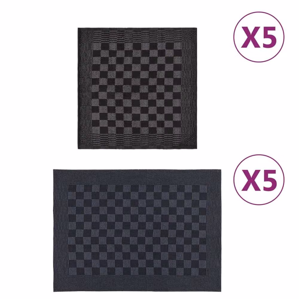 Berkfield Home 10 Piece Cotton Towel Set in Black, Grey and Multicolour – 2