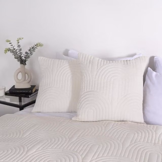 OHS Geometric Quilted Throw in Beige, Yellow and White, W: 200 cm