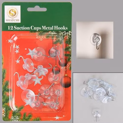 SHATCHI 12-Piece Clear Suction Hooks with 23mm Rubber Sucker Pads and Metal Hooks – 2