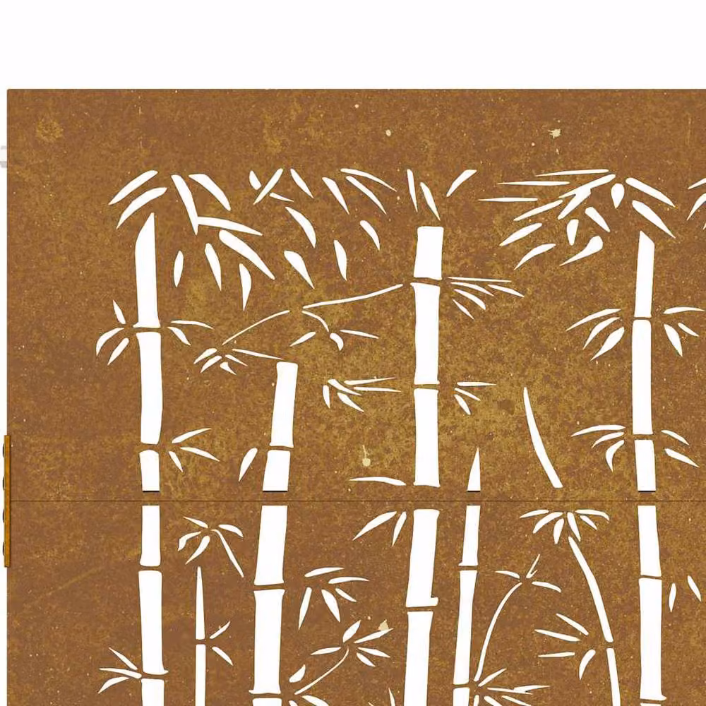 Berkfield Home Beautiful Garden Gate in Brown Corten Steel with Bamboo Design, W: 105 cm, H: 80 cm – 5
