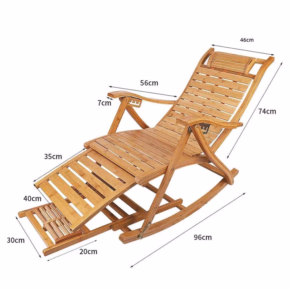FLAVORA Wooden Garden Rocking Chair in Brown with Armrests – 2
