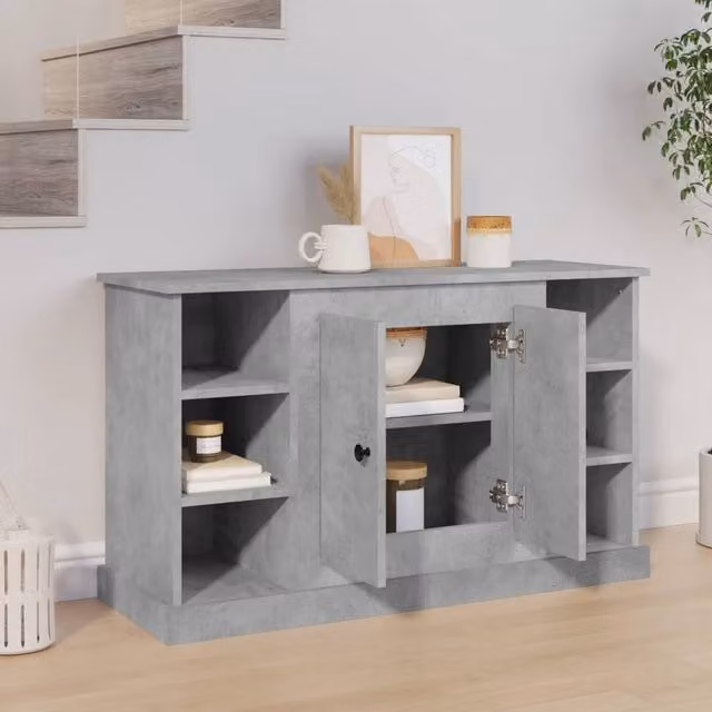 Berkfield Home Sideboard in Concrete Grey, W/D/H: 100 x 35.5 x 60 cm