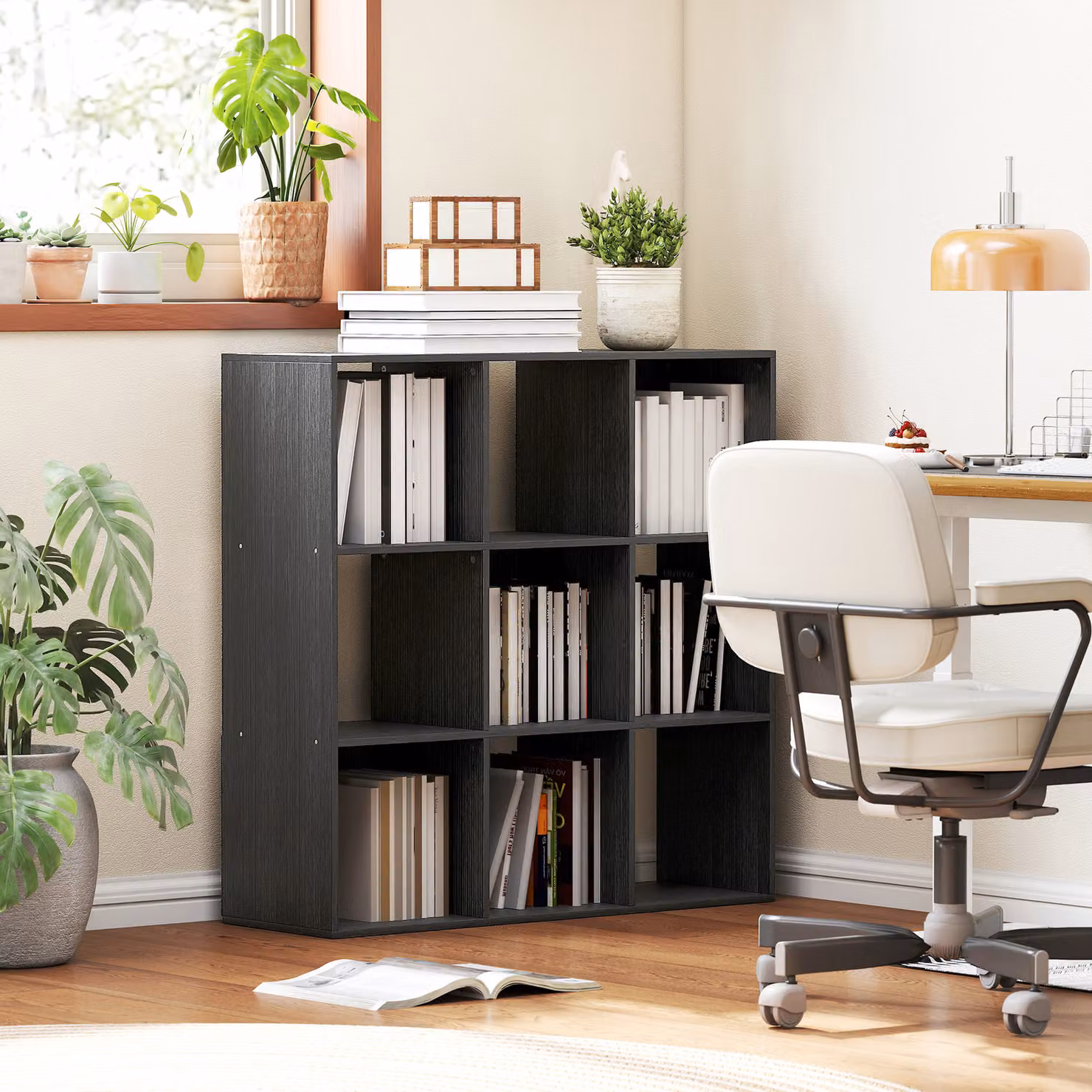 HOMCOM Nine-Cube Freestanding Storage Shelf in Black Matt MDF – 2