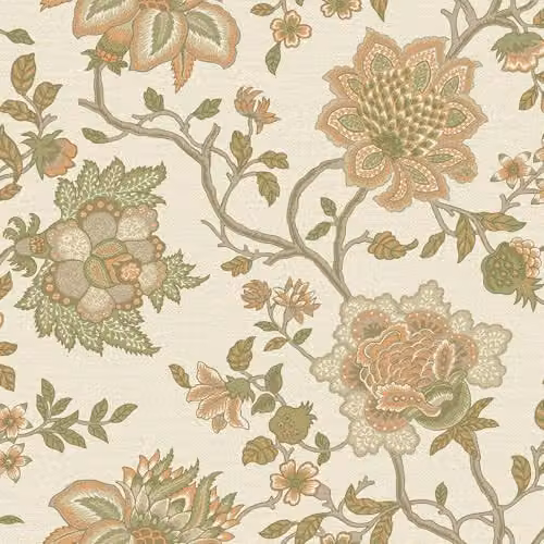 Holden Decor Jacobean Trail Orange and Sage Floral Botanical Wallpaper – 1