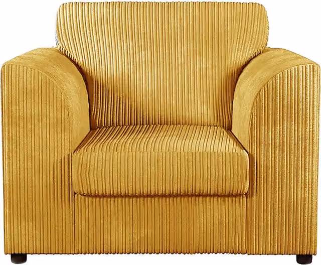 Furnishings For Less UK Luxor Jumbo Cord Fabric Armchair in Mustard Yellow