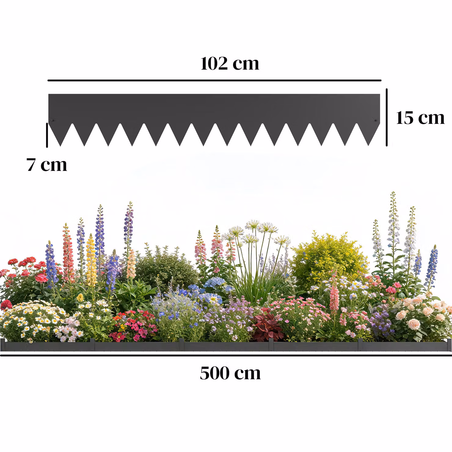 Outsunny 5-Piece Metal Picket Garden Fence Panels, Black, H x W: 115 x 15 cm – 3