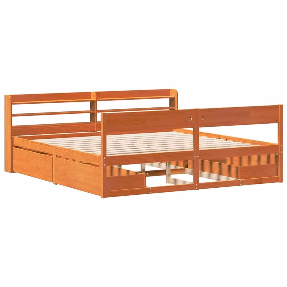 Berkfield Home Super King Solid Wood Pine Bed Frame in Waxed Brown, 180 x 200 cm – 3