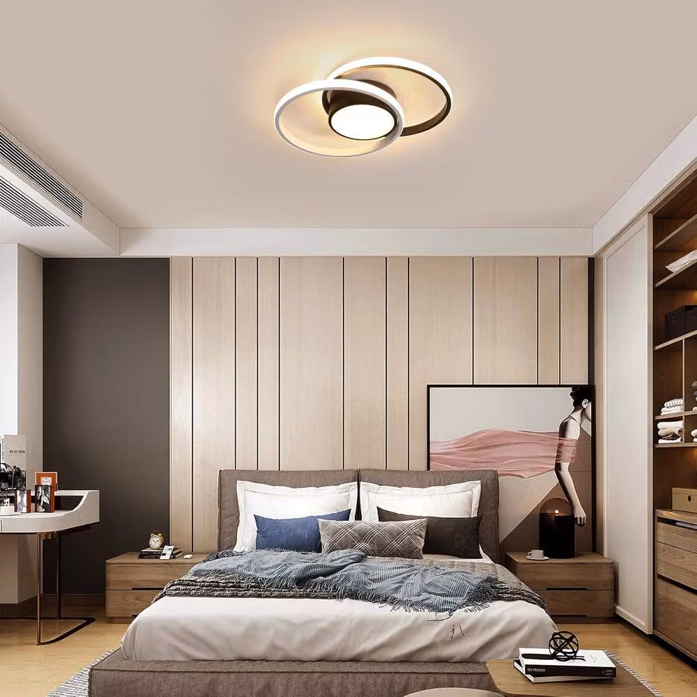 Goeco Modern Round LED Ceiling Light, 42W, 3000K Warm White, Black, Diameter: 40 cm – 2