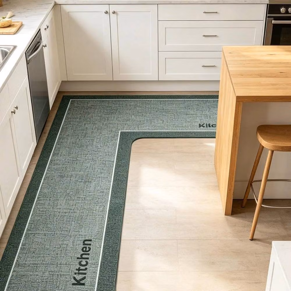 SPETLEK L-Shaped Diatom Mud Kitchen Rug in Green, W/D/H: 150 x 150 x 1 cm – 3