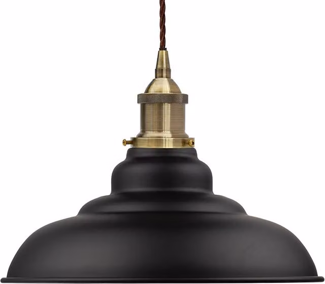 SE Home St Edmund's Matt Black and Antique Brass Dome Pendant Light