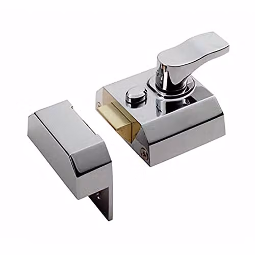 Loops Rim Cylinder Nightlatch 40mm in Polished Chrome Silver and Multicolour