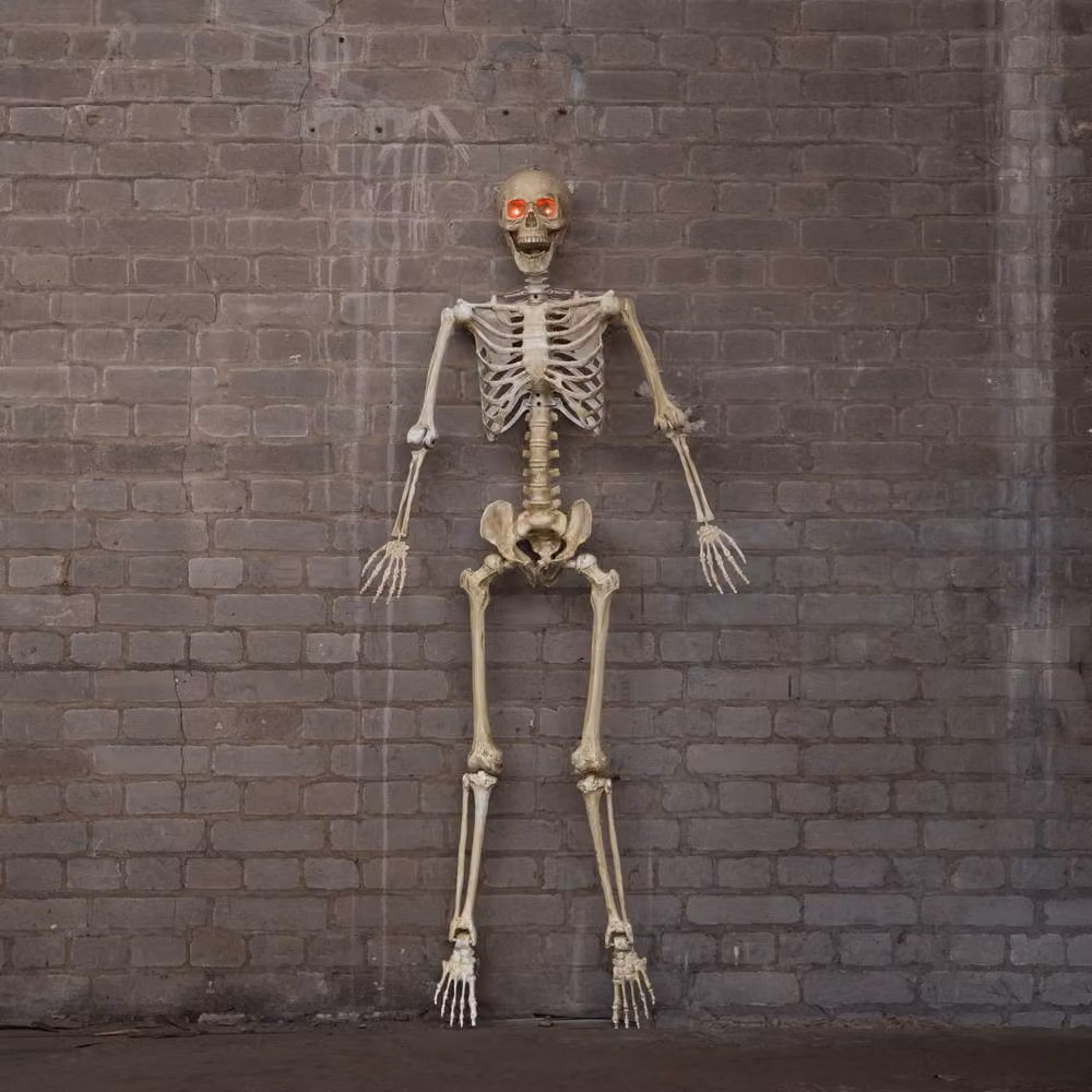 Samuel Alexander 5ft White Halloween Skeleton with Poseable Joints and Red LEDs – 3