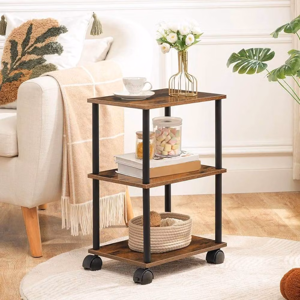 KORVIXA Brown Printer and Record Player Stand, W/D/H: 100 x 100 x 100 cm – 2