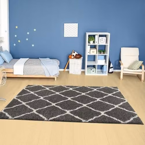 THE RUGS Modern Moroccan Shaggy Area Rug, W/D: 240 x 340 cm, 30 cm Thick, Grey, White and Black – 2