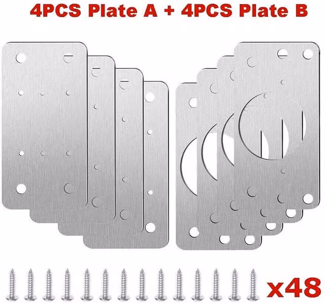 NESTLUNE 4 Hinge Repair Plate for Cabinets in Silver Stainless Steel, Width: 52 cm – 1