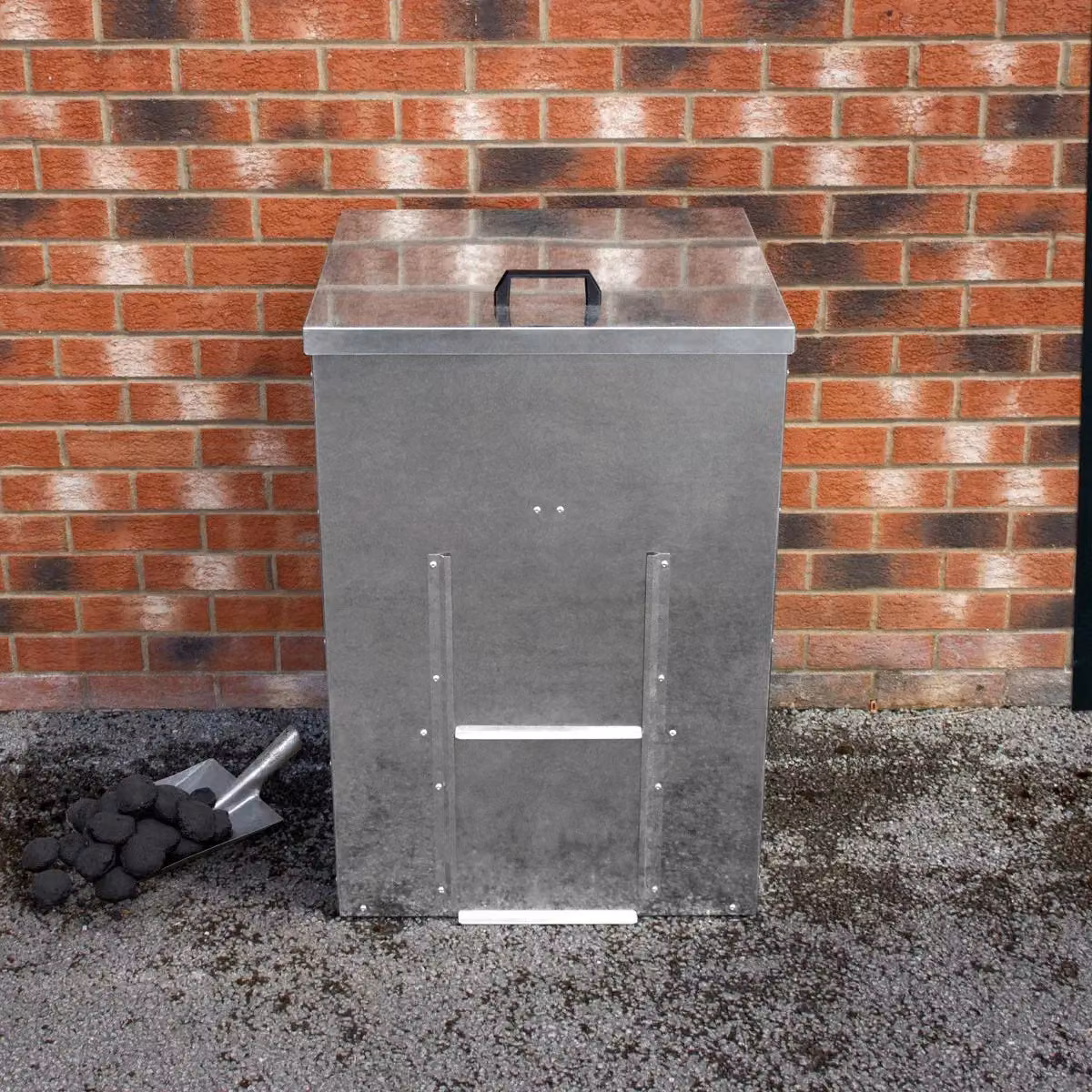 Monstershop Galvanised Steel Coal Bunker in Silver, 150kg Capacity – 4