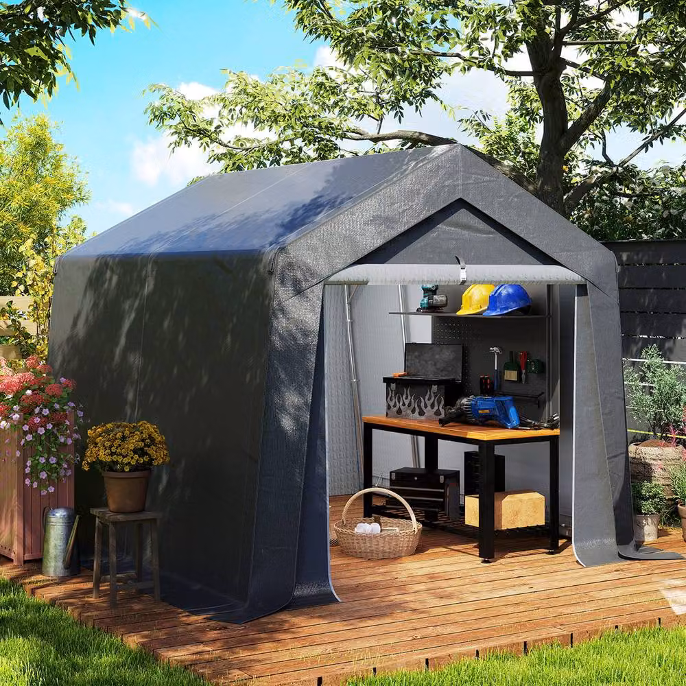 Rolipo Portable Garden Shed with Window in Dark Grey – 4