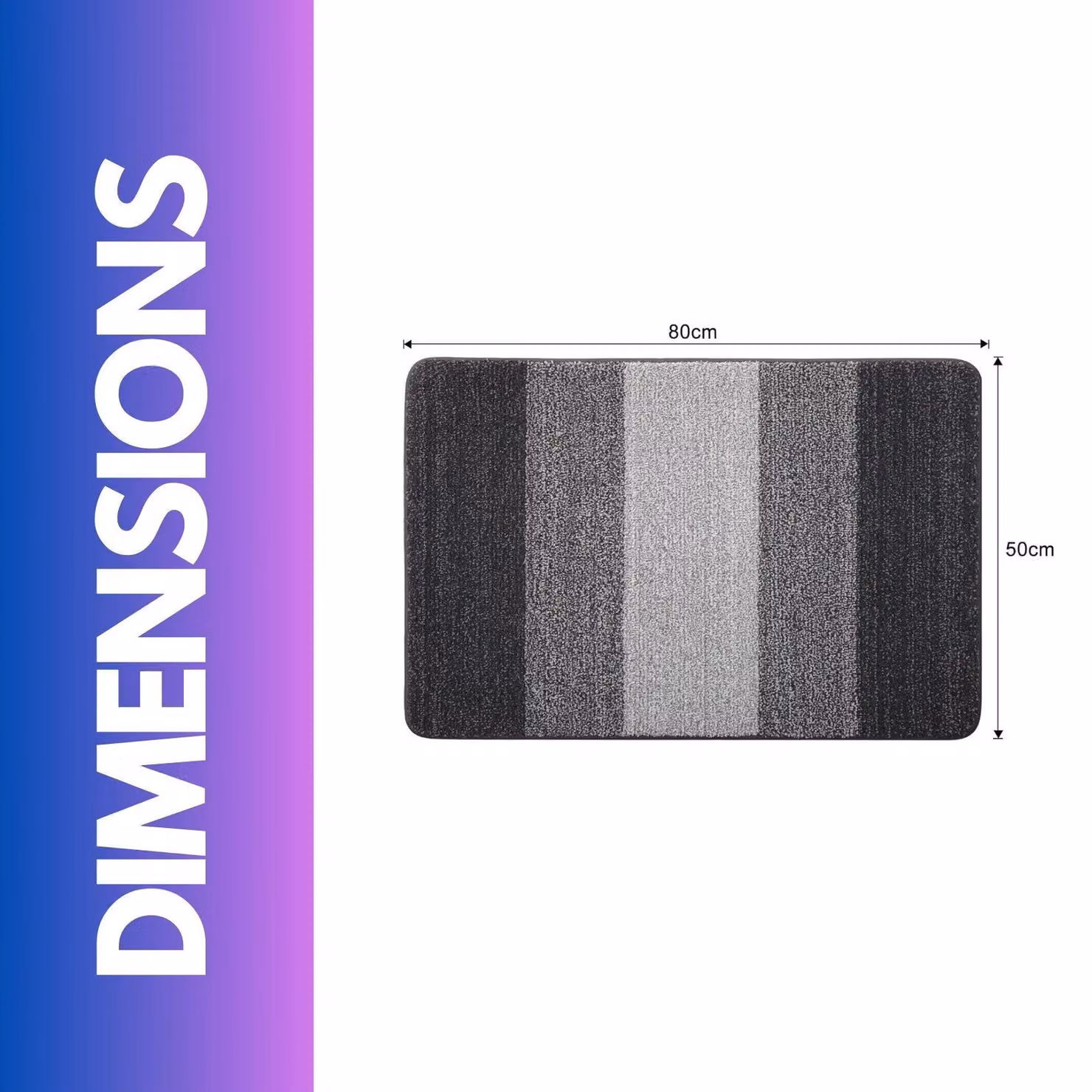 FURNOS Grey Striped Microfibre Non-Slip Washable Indoor Kitchen Mat – 3