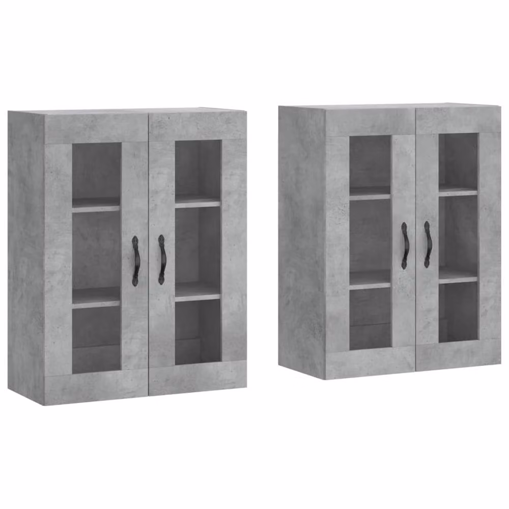 Berkfield Home Wall Mounted Cabinets Set of 2 in Grey with Glass Doors – 2