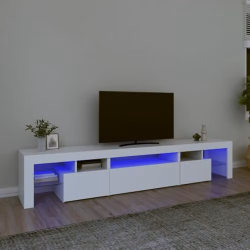 vidaXL Modern White TV Cabinet with Integrated LED Lighting W: 215 cm, D: 36.5 cm, H: 40 cm – 2